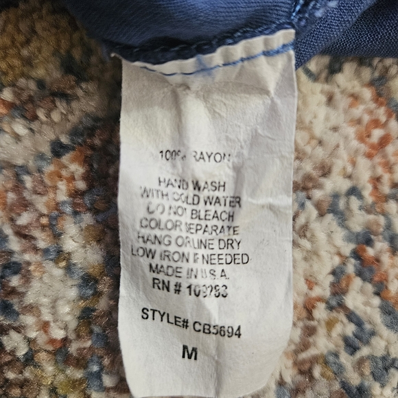 Surf Gypsy Blue Embroidered Off-the-Shoulder Ruffle Crop Top Boho Size Medium - Picture 9 of 9